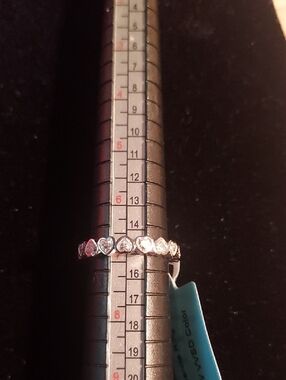 Sterling Silver Heart Moissanite Eternity Band - Size 7